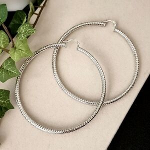 Silver Hoop Earrings Gold Filled Diamond Cut Design